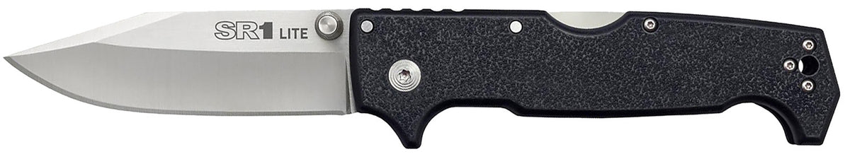 Cold Steel CS62K1Z SR1 Lite 4" Folding Knife Plain Clip Point Stonewashed Blade, Black Textured Griv-Ex Handle