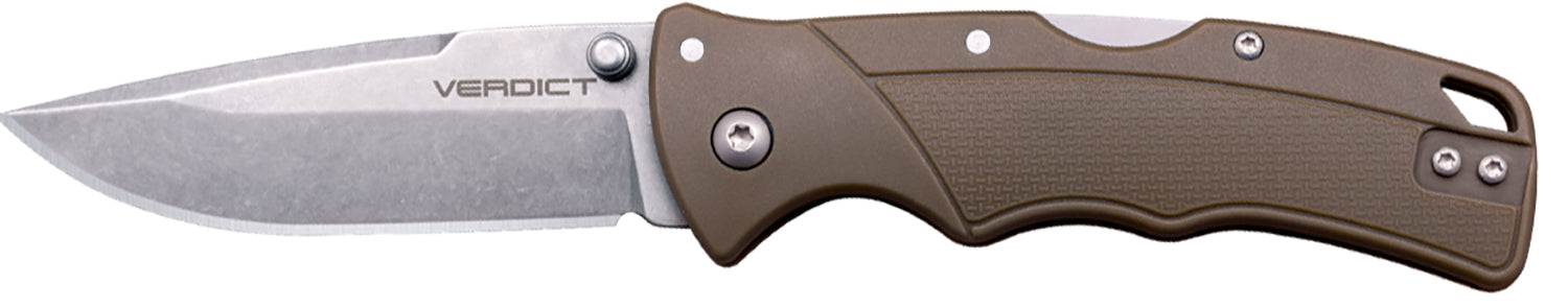Cold Steel CSFLC3SPSSFDEZ Verdict EDC 3" Tanto Folder 4116 Krupp SS Blade, Flat Dark Earth GFN Handle