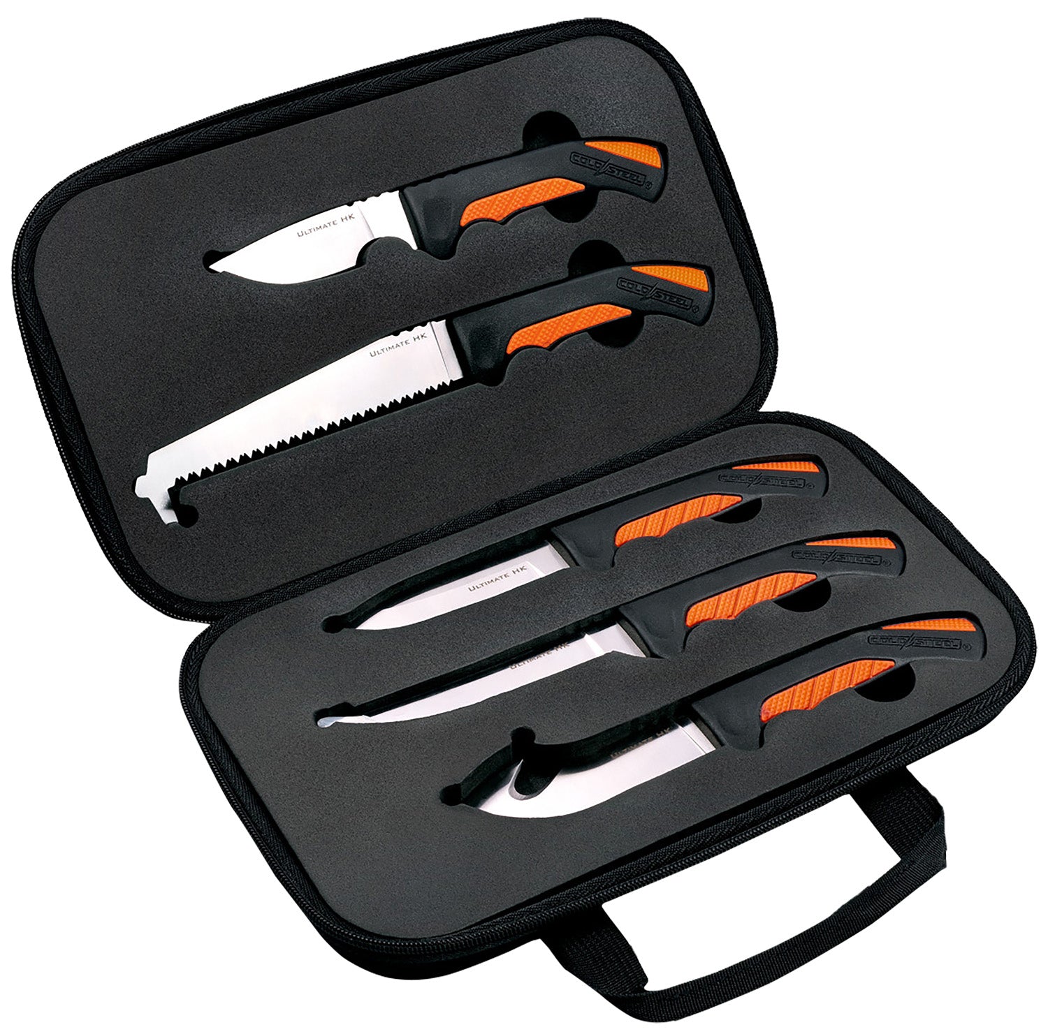 Cold Steel CSFXFLDKIT Hunting Knife Kit 5 Fixed Blades Including Caper, Skinning, Boning, Bone Saw, Handle & Case