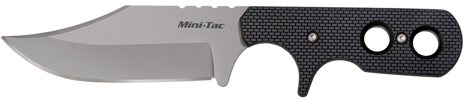 Cold Steel CS49HCFZ Mini Tac Bowie 3.63" Fixed Clip Point Plain Stonewashed 8Cr13MoV Blade, 3.25" Griv-Ex Handle