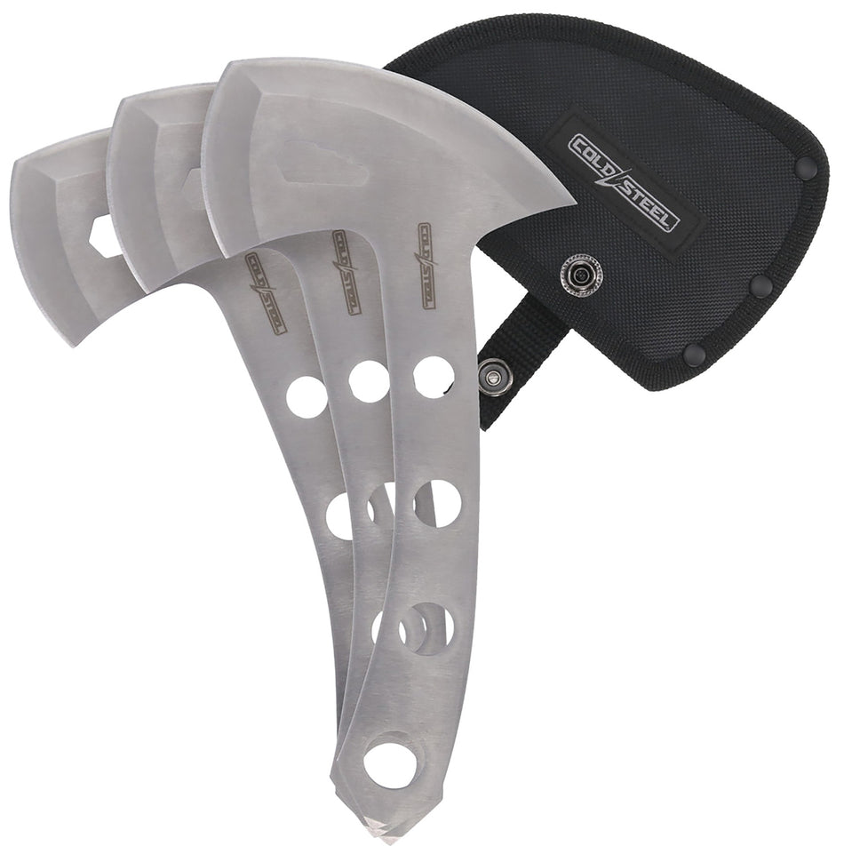 Cold Steel CSTH50AX3PK 3-Pack Throwing Axes 5" 420 Stainless Steel One-Piece Construction w/ Nylon Sheath