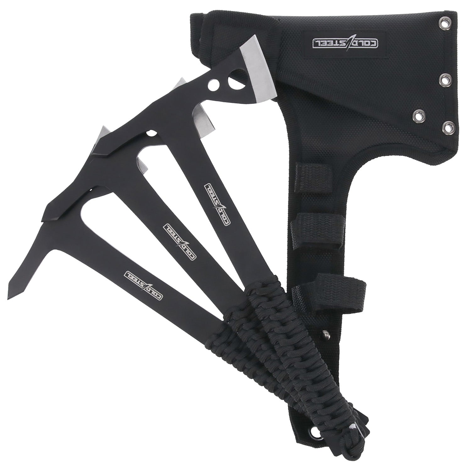 Cold Steel CSTH175AX3PK 3-Pack Throwing Axes 1.75" Black Oxide 420 SS One-Piece Construction, Paracord Handle