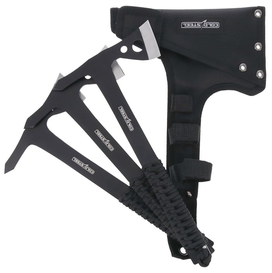 Cold Steel CSTH175AX3PK 3-Pack Throwing Axes 1.75" Black Oxide 420 SS One-Piece Construction, Paracord Handle