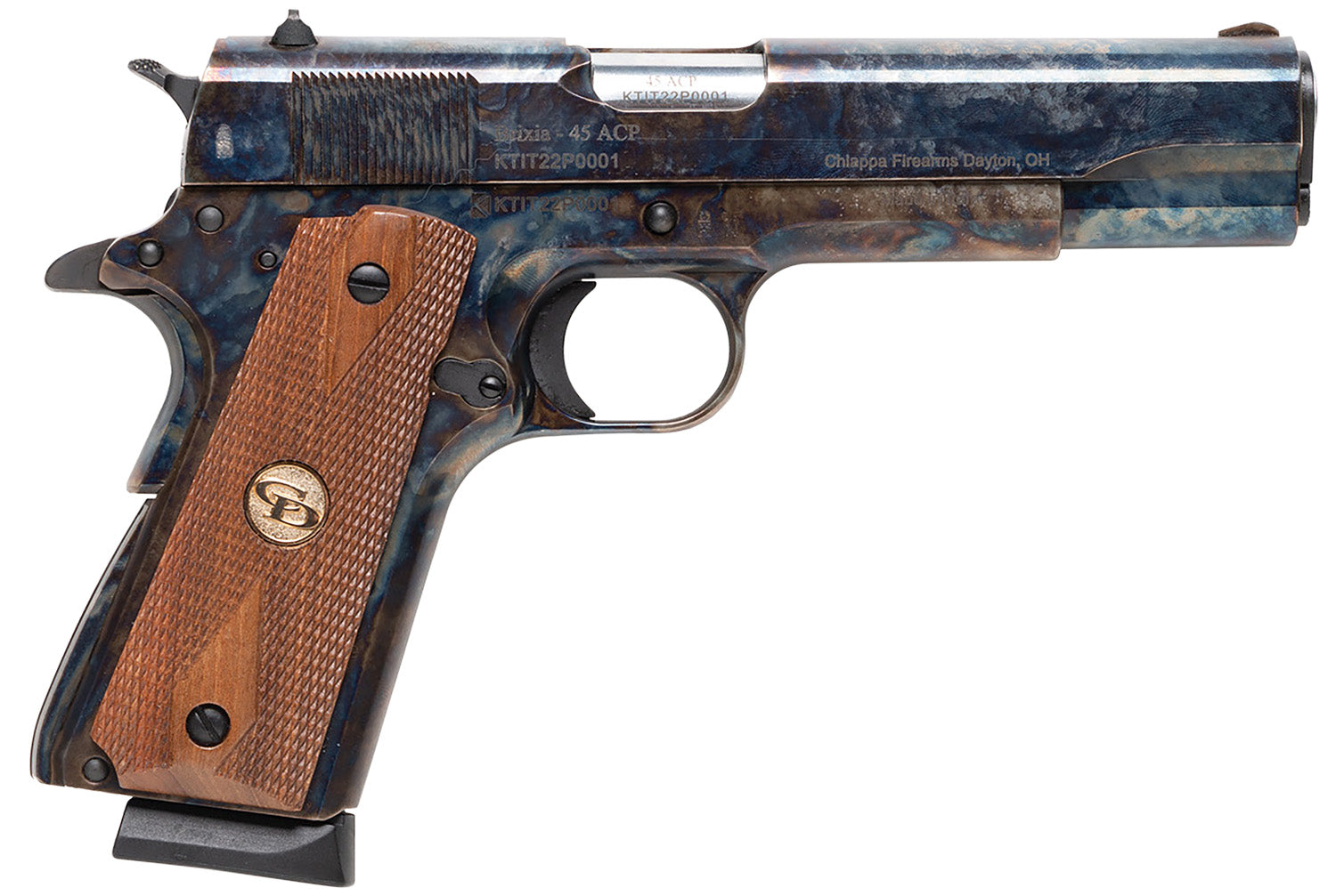 Charles Daly 440178 1911 Field Full Size 45 ACP 8+1 5" Stainless Steel Barrel, Color Case Hardened Steel Serrated Slide & Frame w/Beavertail, Checkered Walnut Grip