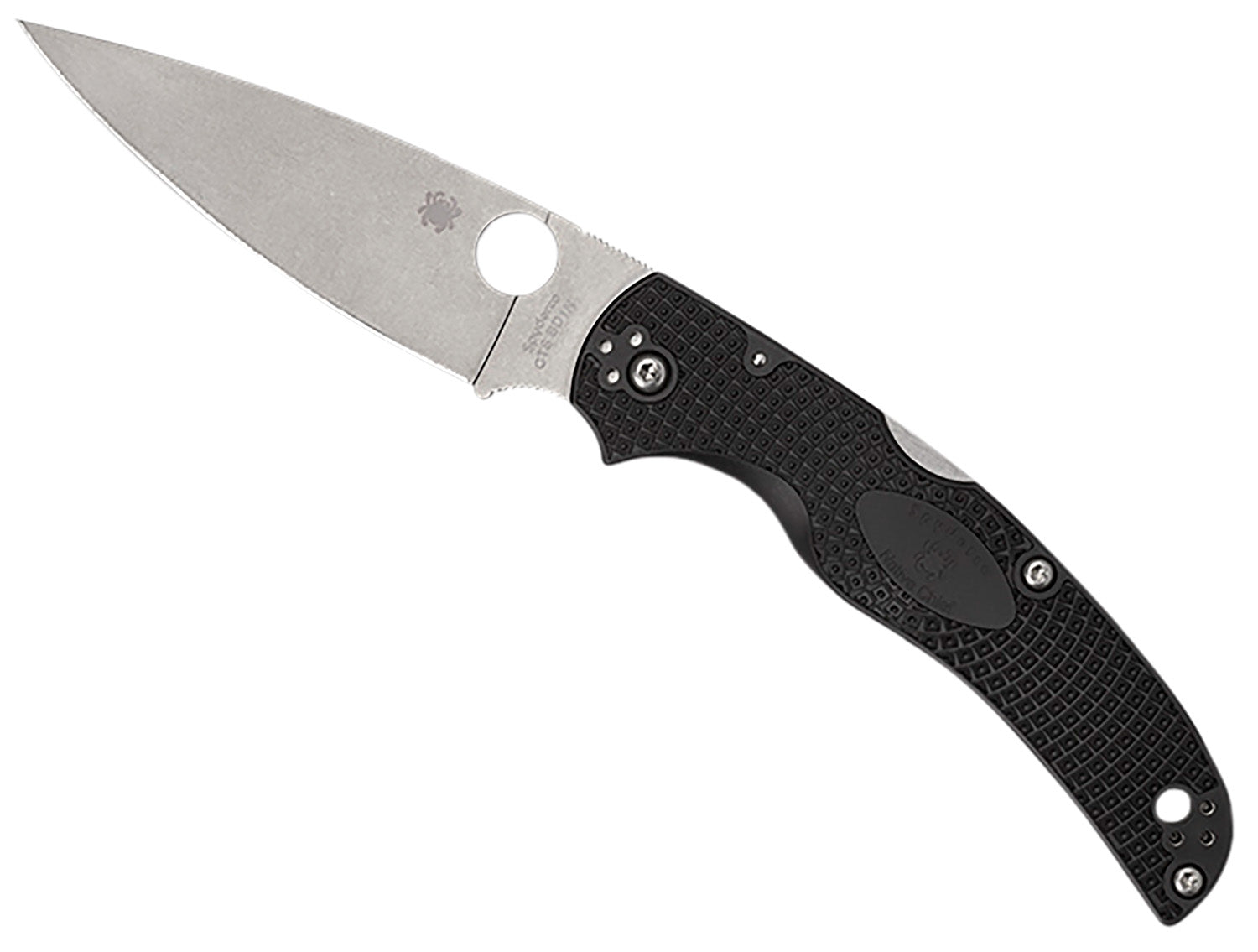 Spyderco C244PBK Native Chief Lightweight Plain Stonewashed CTS BD1N Blade Black FRN Handle Folding Knife with Clip