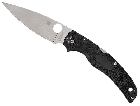 Spyderco C244PBK Native Chief Lightweight Plain Stonewashed CTS BD1N Blade Black FRN Handle Folding Knife with Clip