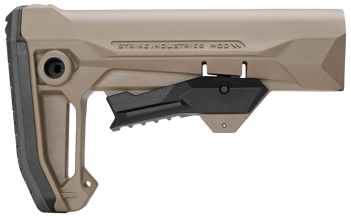 Strike Industries STRIKEESMOD2FDE Flat Dark Earth Polymer MOD2 Rifle Stock for AR Style Buffer Tubes