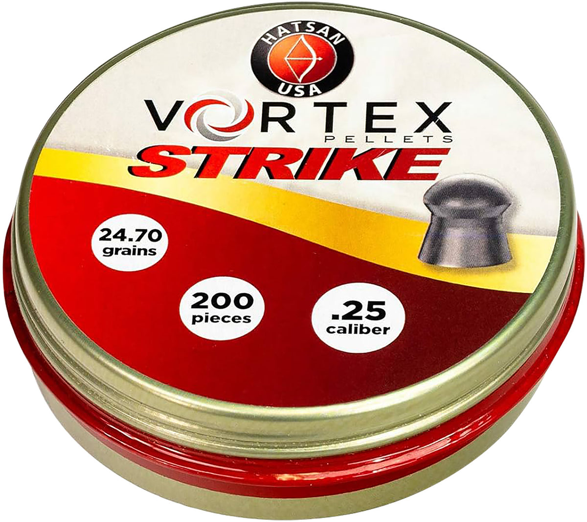 Hatsan USA Vortex Strike 25Cal Lead Domed Pellets Tin of 200