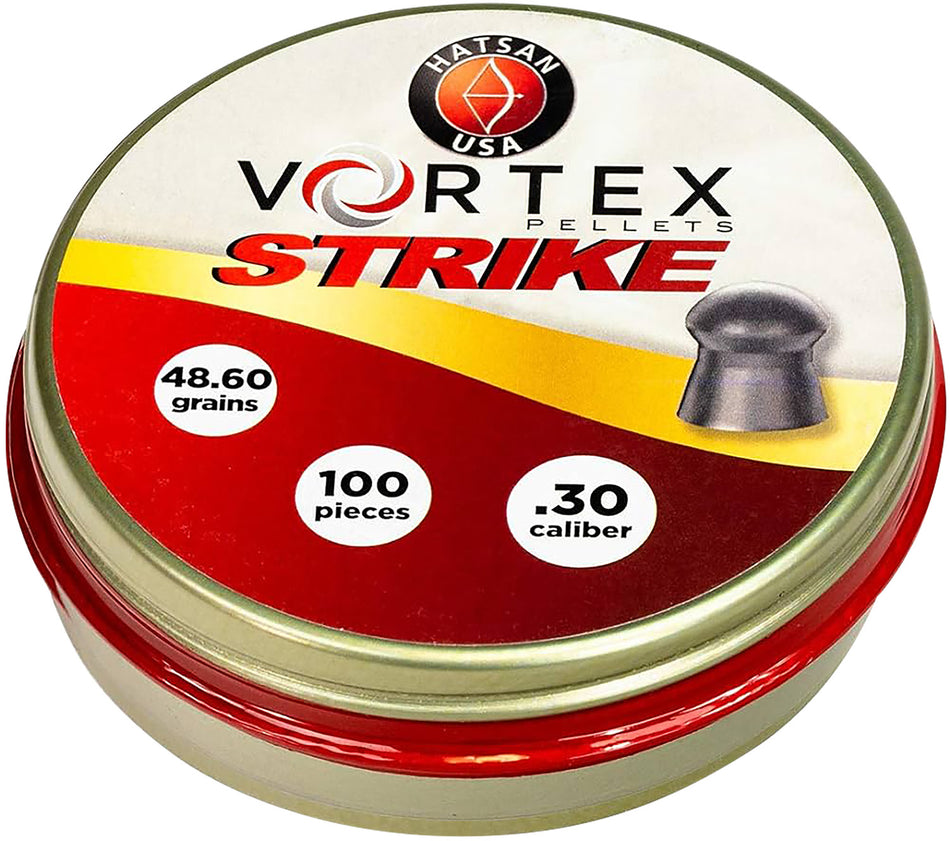 Hatsan USA Vortex Strike 30Cal Lead Domed Pellets Tin of 100