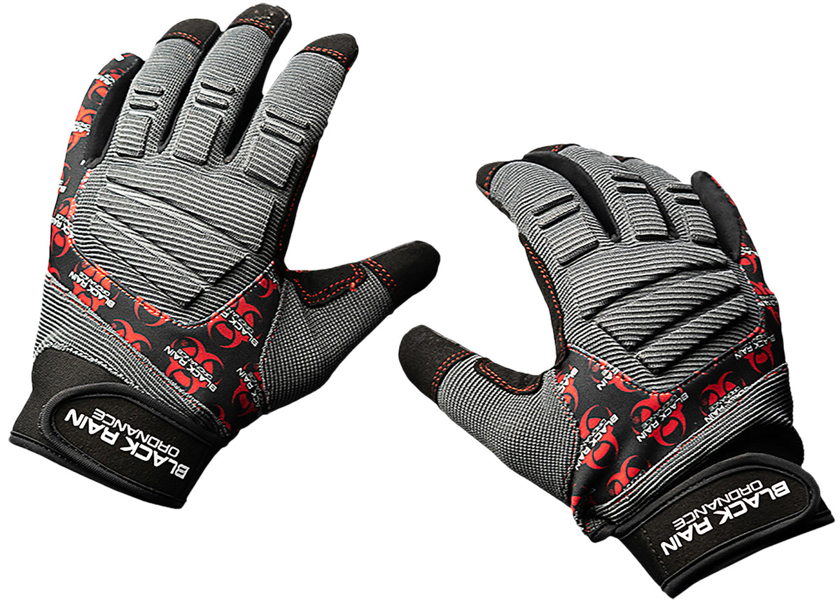 Black Rain Ordnance Small Tri-Color Tactical Gloves Black/Gray/Red Velcro