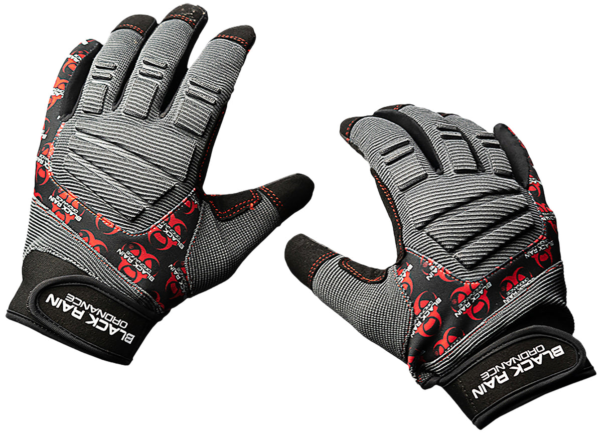 Black Rain Ordnance Medium Tri-Color Tactical Gloves Black/Gray/Red Velcro