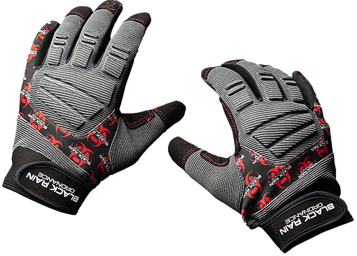 Black Rain Ordnance Large Tri-Color Tactical Gloves Black/Gray/Red Velcro