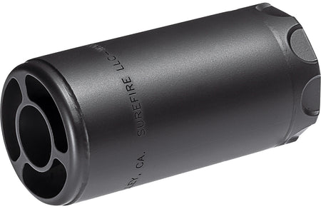 SureFire Warden Muzzle Blast Regulator 1/2"x28 for 5.56mm/7.62mm, Stainless Steel Black Cerakote