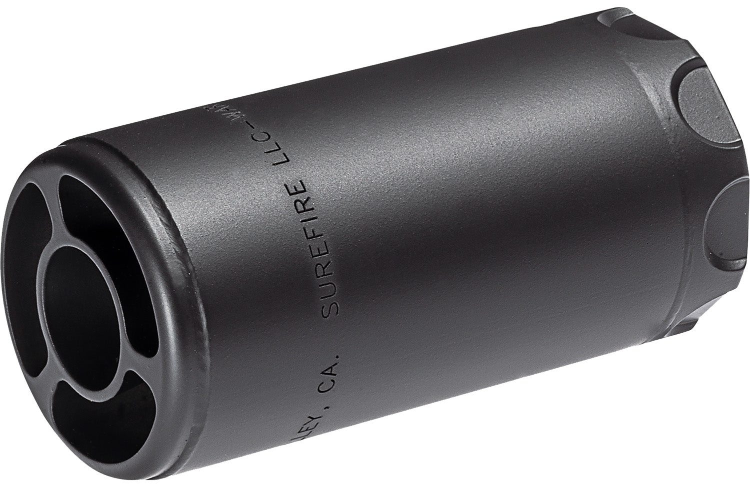 SureFire Warden Muzzle Blast Regulator 5/8"x24 for 5.56mm/7.62mm, Stainless Steel Black Cerakote