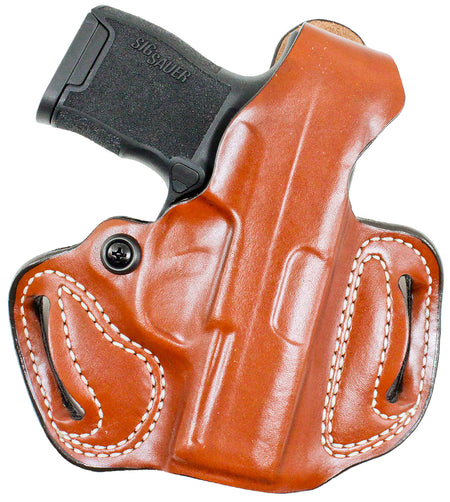DeSantis Thumb Break Mini Slide Tan Saddle Leather OWB Holster Rost Martin RM1C Right Hand
