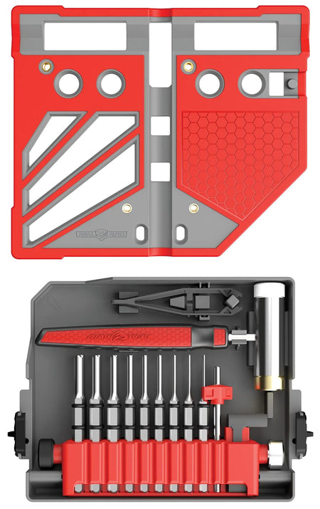 Real Avid AVMBBPKIT Master Bench Block Kit 18-Piece Gray/Red with Magnetic Compartment and Resin Block