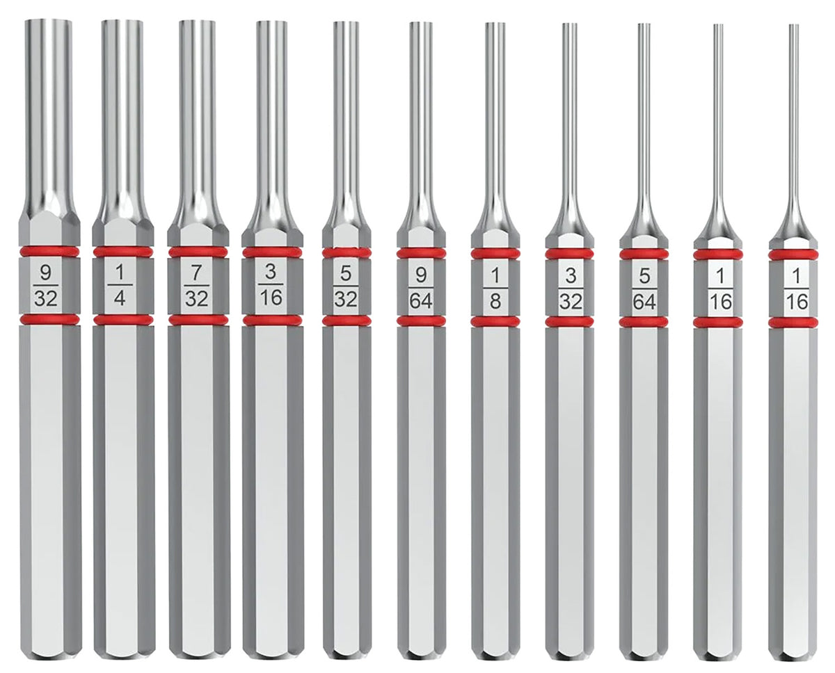 Real Avid AVAPKS 11-Piece Standard Accu-Punch Pin Set Silver Steel, Corrosion-Resistant Nickel Plating