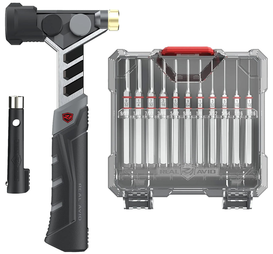 Real Avid AVAMHAPS 11-Piece Accu-Punch Set with Armorer's Master Hammer, Black/Silver, Magnetic Pin Starter