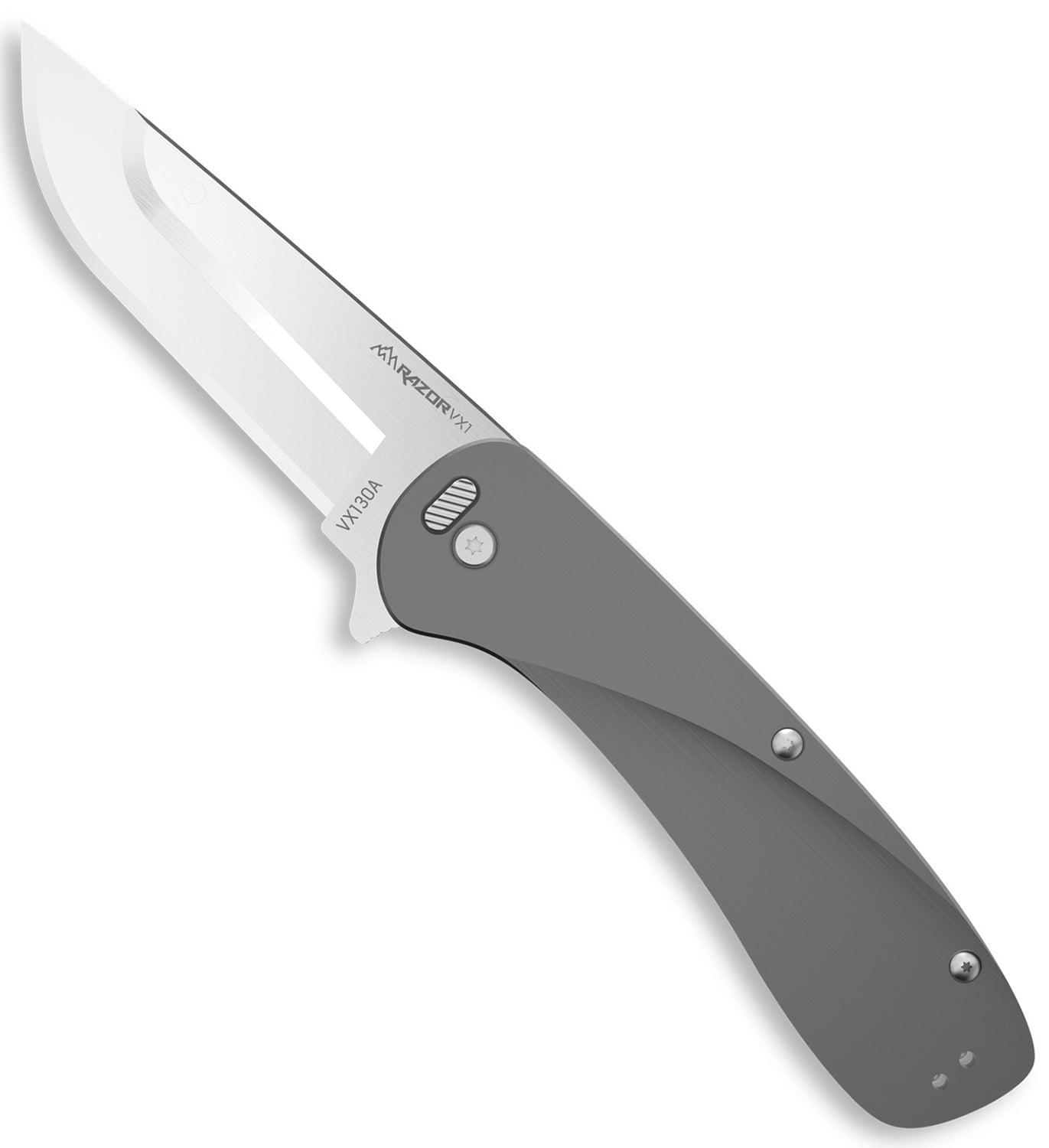 Outdoor Edge VX130A Razor VX1 3" Folding Pocket Knife Gray Anodized Aluminum Handle Satin Blade