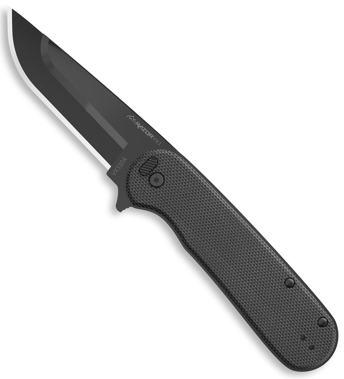 Outdoor Edge VX330A Razor VX3 3" Folding Pocket Knife Green G10 Handle Black Drop Point Blade