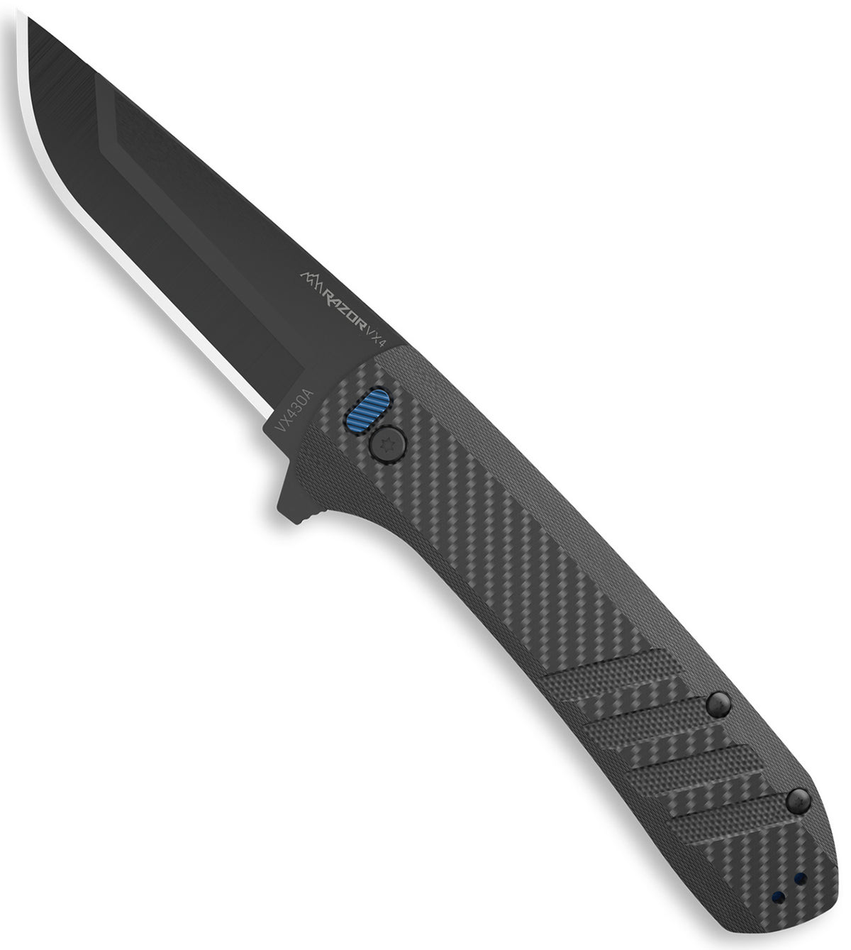 Outdoor Edge VX430A Razor VX4 3" Folding Pocket Knife Black Textured Carbon Fiber G10 Handle Black Oxide Blade