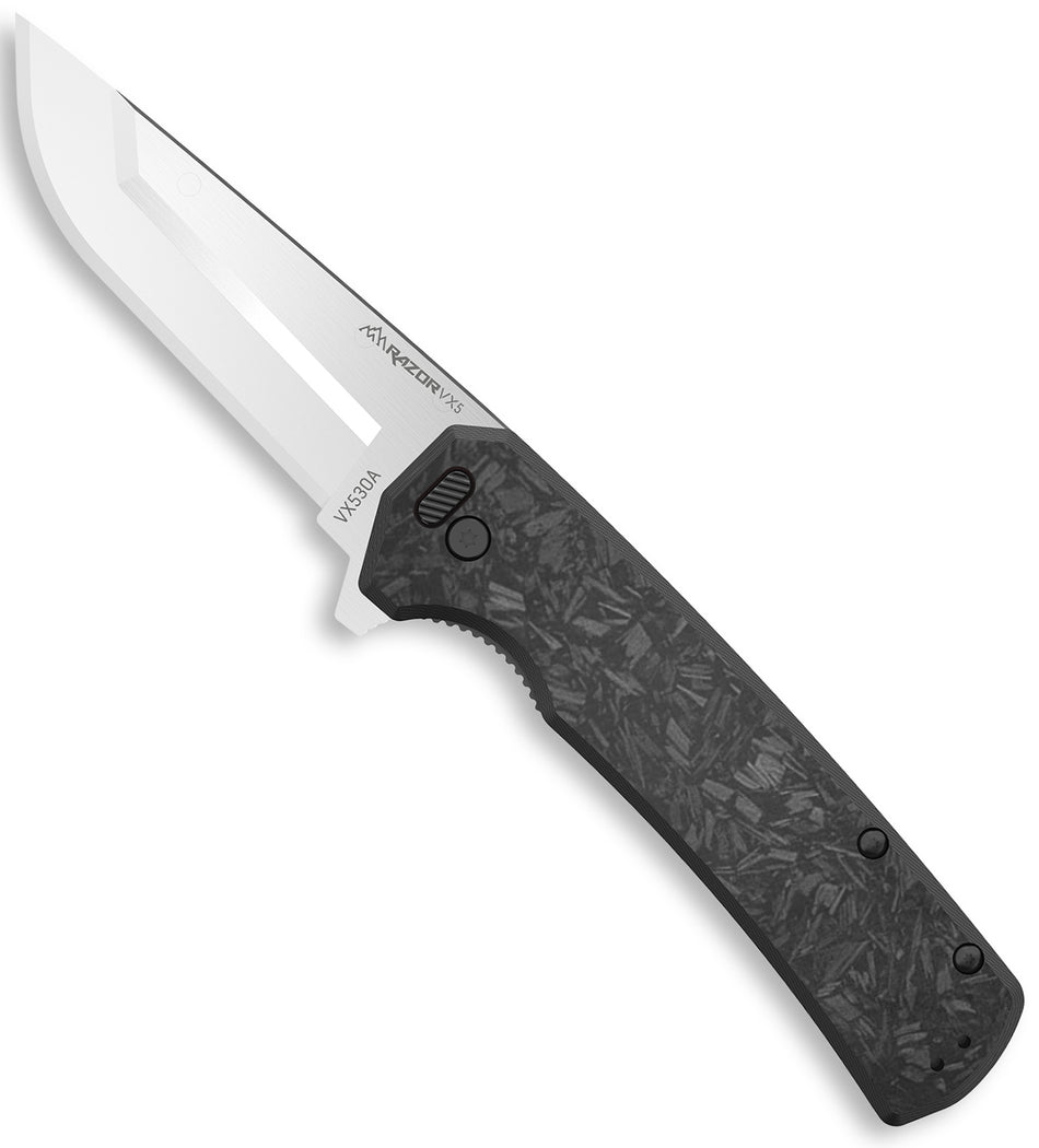 Outdoor Edge VX530A Razor VX5 3" Folding Pocket Knife Black Carbon Fiber G10 Handle Satin Blade