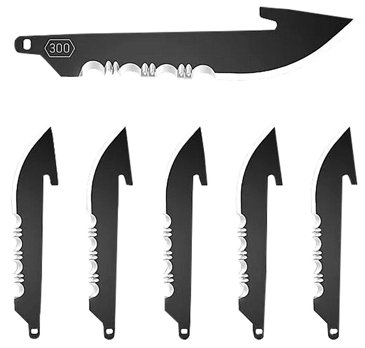 Outdoor Edge RRS30K6C Six 3" Serrated 420J2 SS Black Drop Point Replacement Knife Blades