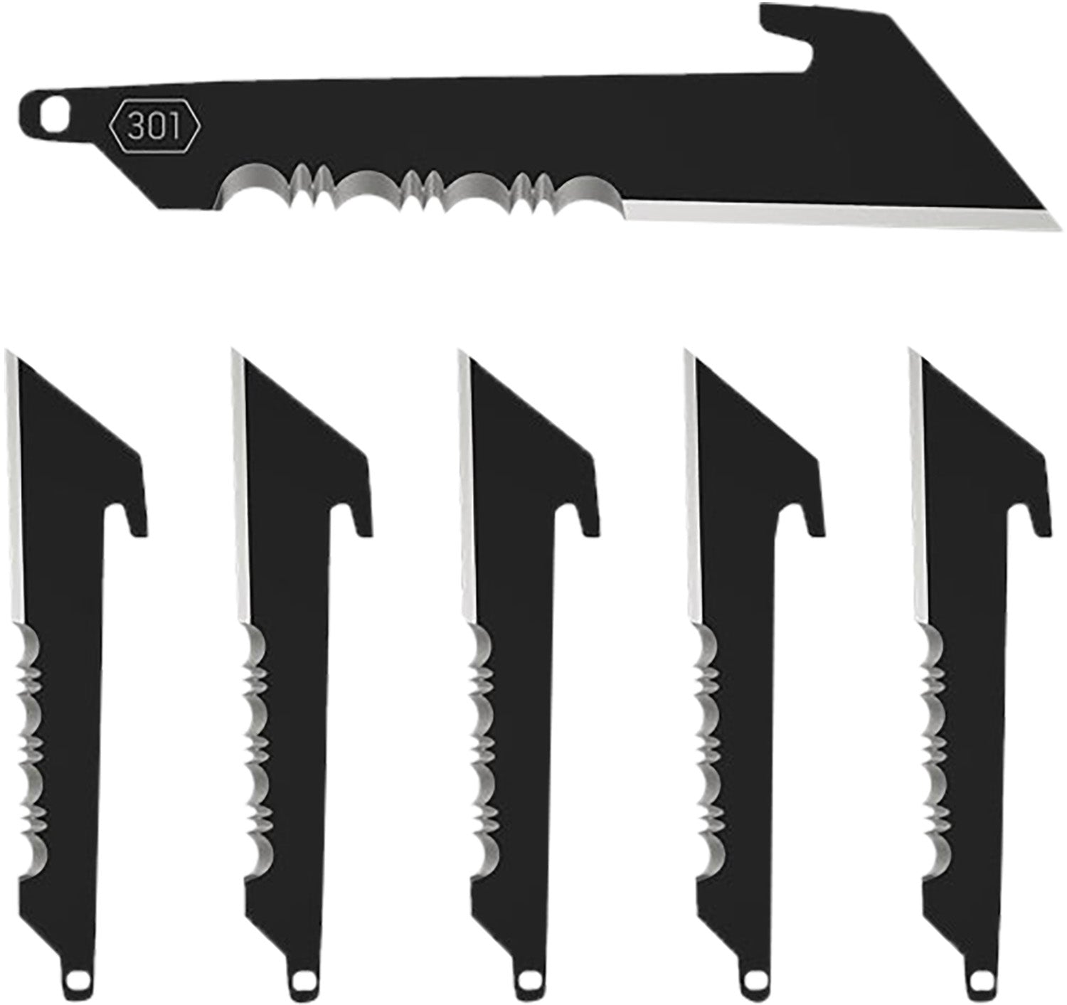 Outdoor Edge RRUS30K6C Six 3" Serrated Utility 420J2 SS Black Replacement Knife Blades
