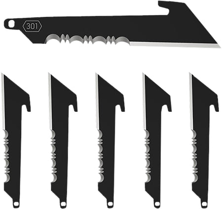 Outdoor Edge RRUS30K6C Six 3" Serrated Utility 420J2 SS Black Replacement Knife Blades