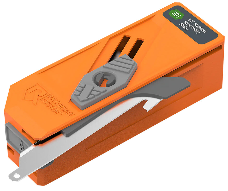Outdoor Edge RR30D12C Safe Blade Dispenser Blaze Orange – 12 Count 3" 420J2 Drop Point Blades