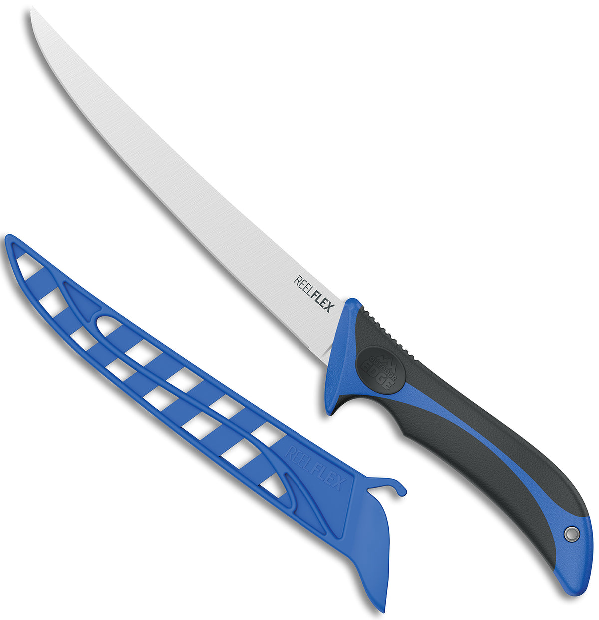Outdoor Edge RF75C ReelFlex 7.50" Fixed Blade Fillet Knife 4116 Stainless Steel with Blue/Black TPR Handle