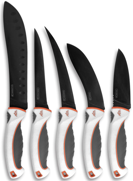 Outdoor Edge Ergo Max EM1 5-Piece Wild Game Processing Knife Kit with Black Titanium Blade Coating