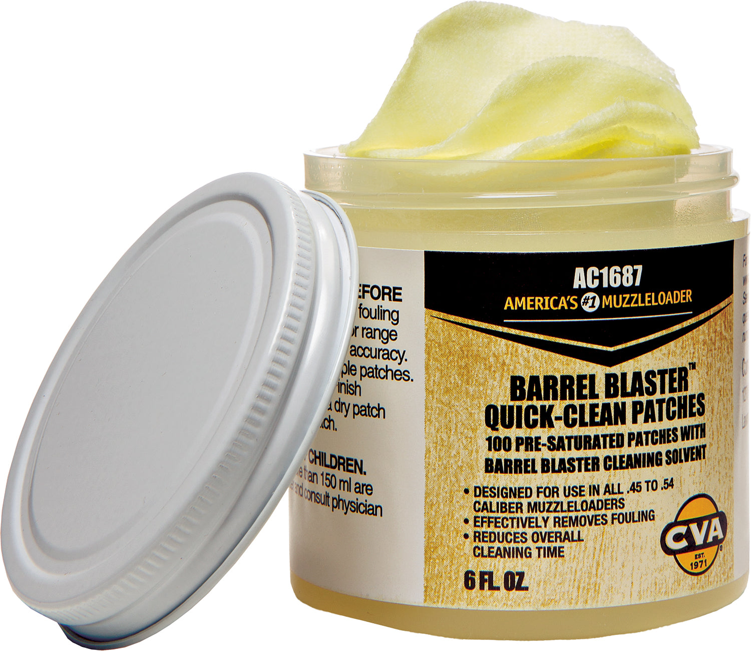CVA AC1687 Quick Clean Cotton Cleaning Patches 6 oz Pre-Saturated with Barrel Blaster Solvent