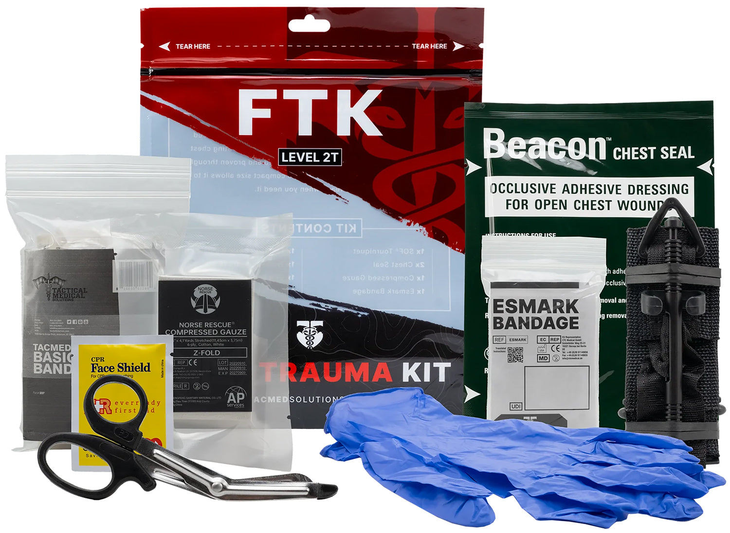 Tacmed Solutions 800117 Level 2T Field Trauma First Aid Kit with SOF Tourniquet and Chest Seal