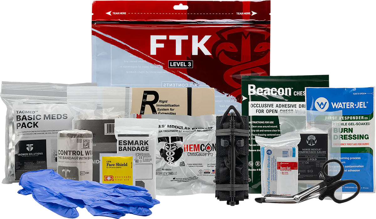 Tacmed Solutions 800118 Level 3 Field Trauma First Aid Kit with Water-Jel Dressing and CPR Shield