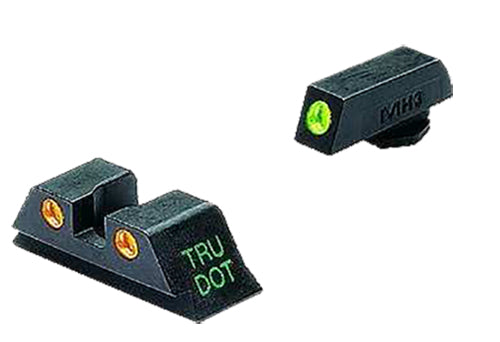Meprolight Tru-Dot Green/Orange Tritium Fixed Sight Set Black Frame Glock 10mm and .45 ACP Models
