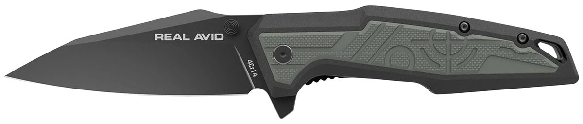 Real Avid RAV-1 AVRAV1 3.25" Folding Clip Point Black Oxide 4Cr14 Blade Glass-Filled Nylon Handle