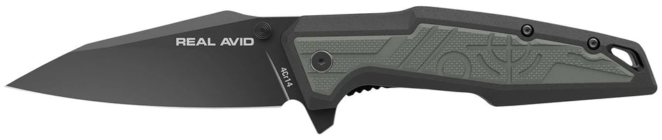 Real Avid RAV-1 AVRAV1 3.25" Folding Clip Point Black Oxide 4Cr14 Blade Glass-Filled Nylon Handle