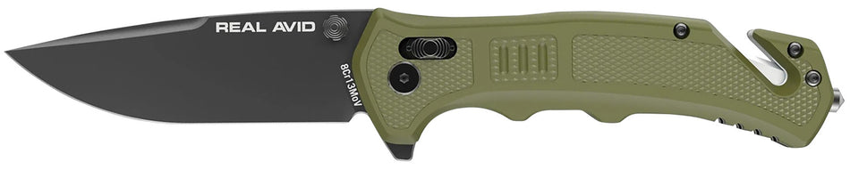 Real Avid RAV-4 AVRAV4 3.25" Folding Drop Point 8Cr13MoV Blade OD Green GFN Handle Axis Lock Spring Assist