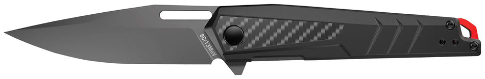 Real Avid RAV-5 AVRAV5 3.40" Folding Drop Point 8Cr13MoV Titanium Blade Black Aluminum/Carbon Fiber Handle
