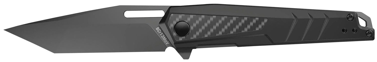 Real Avid RAV-6 AVRAV6 3.40" Folding Tanto 8Cr13MoV Titanium Blade Black Aluminum/Carbon Fiber Handle Spring Assist