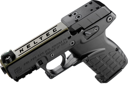 Kel-Tec P17BBLKORGRNS P17 Sports South Exclusive 22 LR 16+1 3.80" Black Steel Barrel, OD Green Optic Ready/Serrated Slide, Black Polymer Frame w/Picatinny Rail, Textured Grip