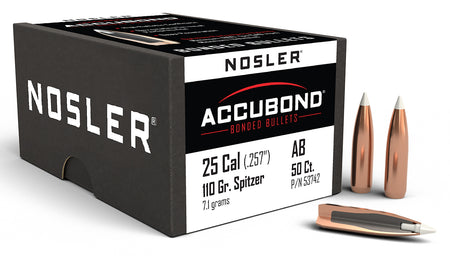 Nosler 53742 AccuBond 25 Cal 110gr Spitzer Point Boat Tail Bullets 50/Box