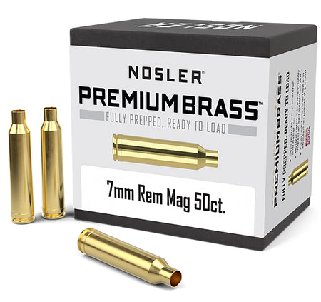 Nosler 10185 Premium Unprimed Brass Cases 7mm Rem Mag Rifle 50/Box