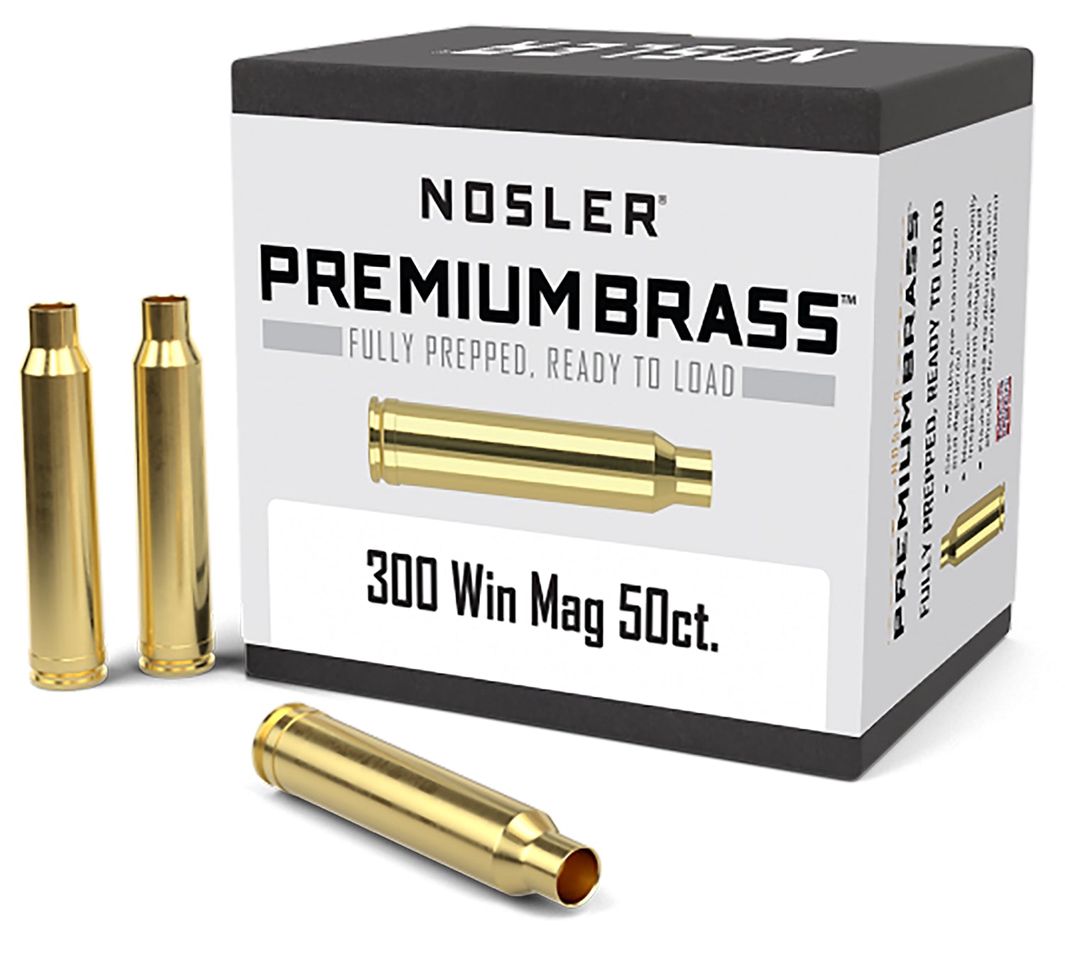 Nosler 10227 Premium Unprimed Brass Cases 300 Win Mag Rifle 50/Box