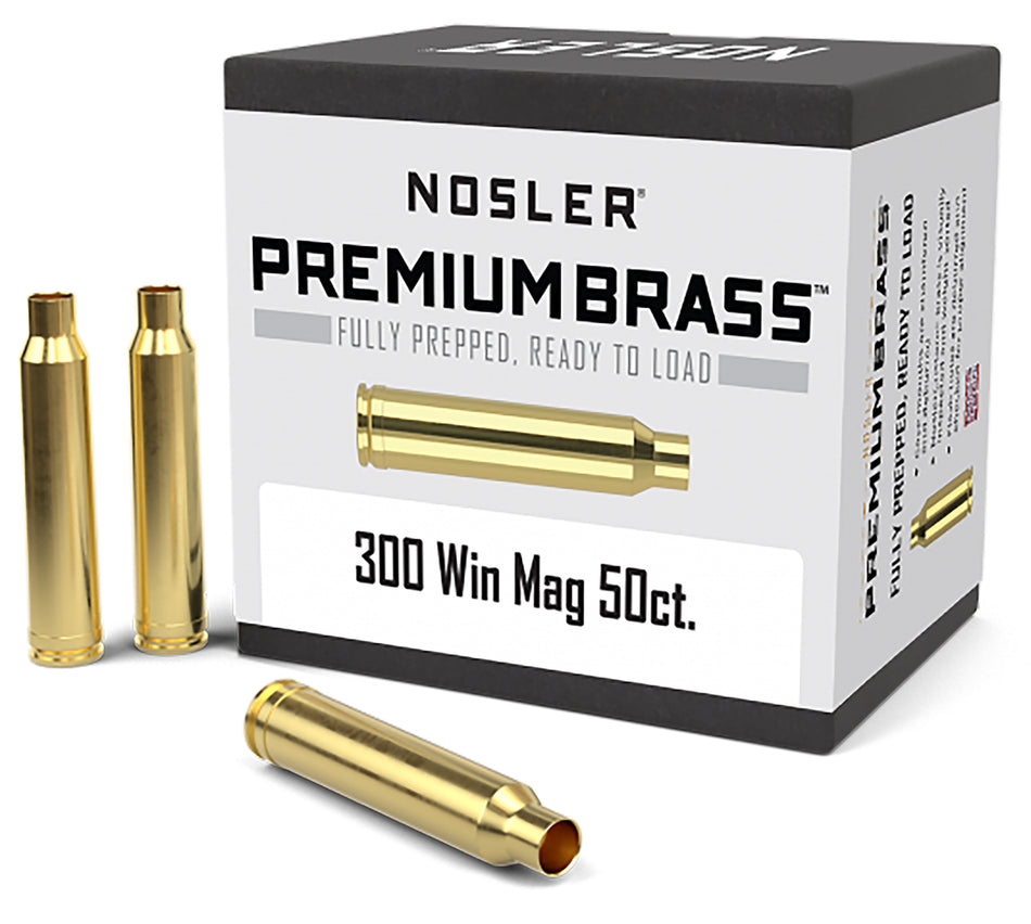Nosler 10227 Premium Unprimed Brass Cases 300 Win Mag Rifle 50/Box