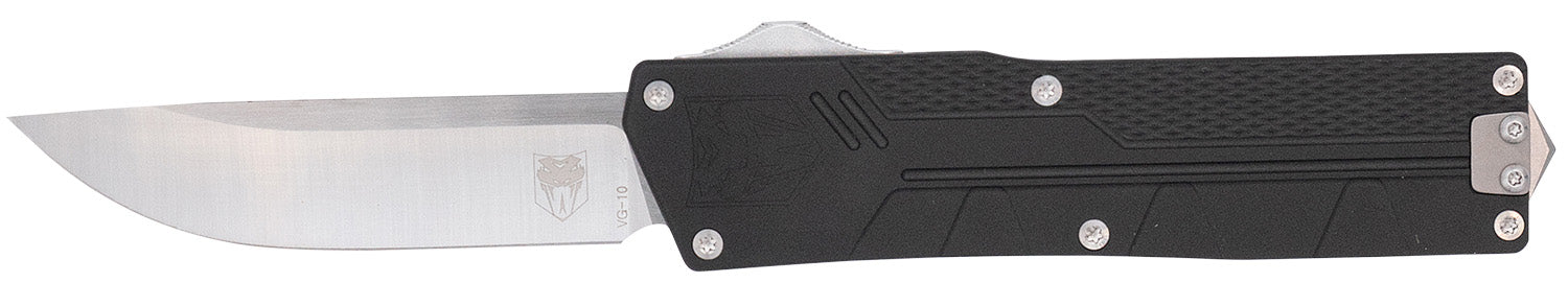 CobraTec Knives Paragon Edge OTF VG-10 Steel Blade Black Textured Aluminum Handle w/ Window Breaker