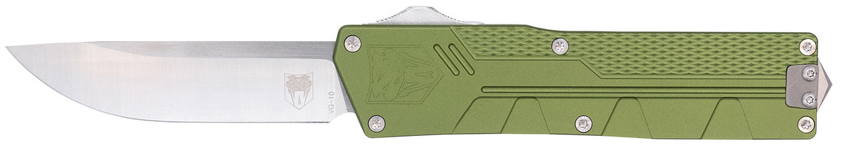 CobraTec Knives Paragon Edge OTF VG-10 Steel Blade OD Green Textured Aluminum Handle w/ Window Breaker