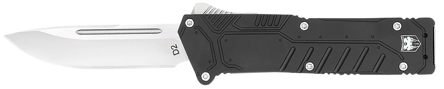 CobraTec Knives Special Forces OTF 3.25" D2 Steel Drop Point Blade Black Aluminum Handle w/ Sheath
