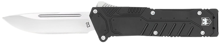 CobraTec Knives Special Forces OTF 3.25" D2 Steel Drop Point Blade Black Aluminum Handle w/ Sheath